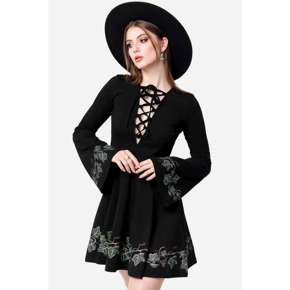 Restyle - Tangled Vines Mini robe - Noir